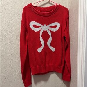 Epic Threads Red Sweater with White Bow Accent